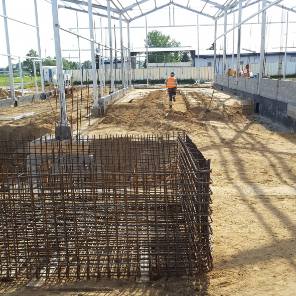 The construction of the on-site truck wash station